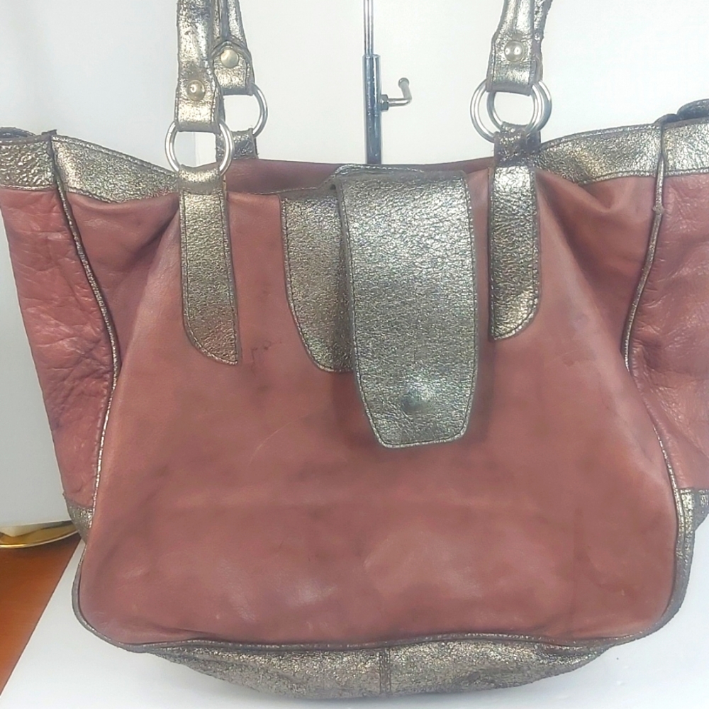 MAURIZIO TAIUTI LEATHER SATCHEL TOTE HANDBAG ,pre overall condition.